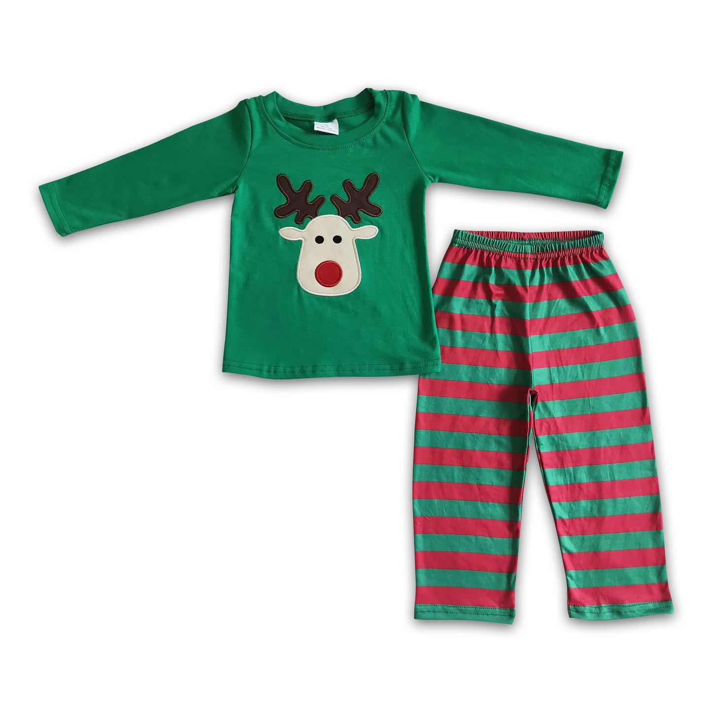 Reindeer embroidery shirt stripe pants boy Christmas clothing