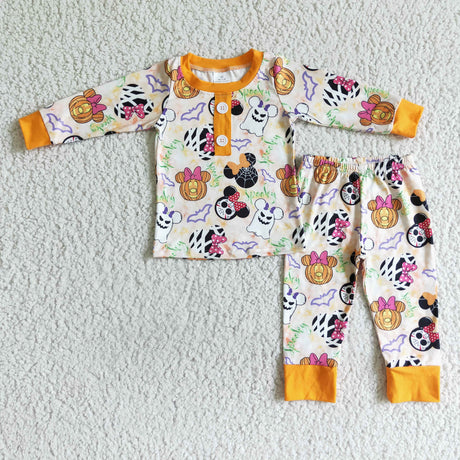 Ghost pumpkin mouse print baby boy Halloween pajamas