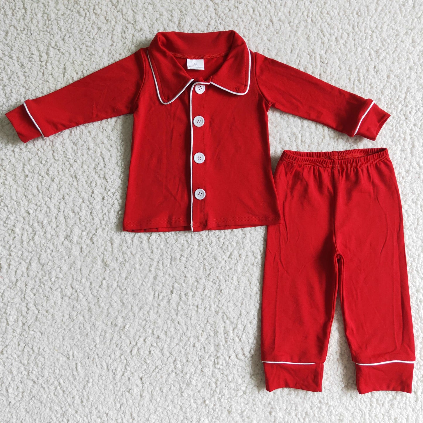 Red solid cotton sleepwear boy Christmas pajamas