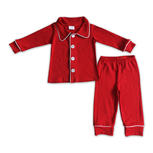 Red solid cotton sleepwear boy Christmas pajamas