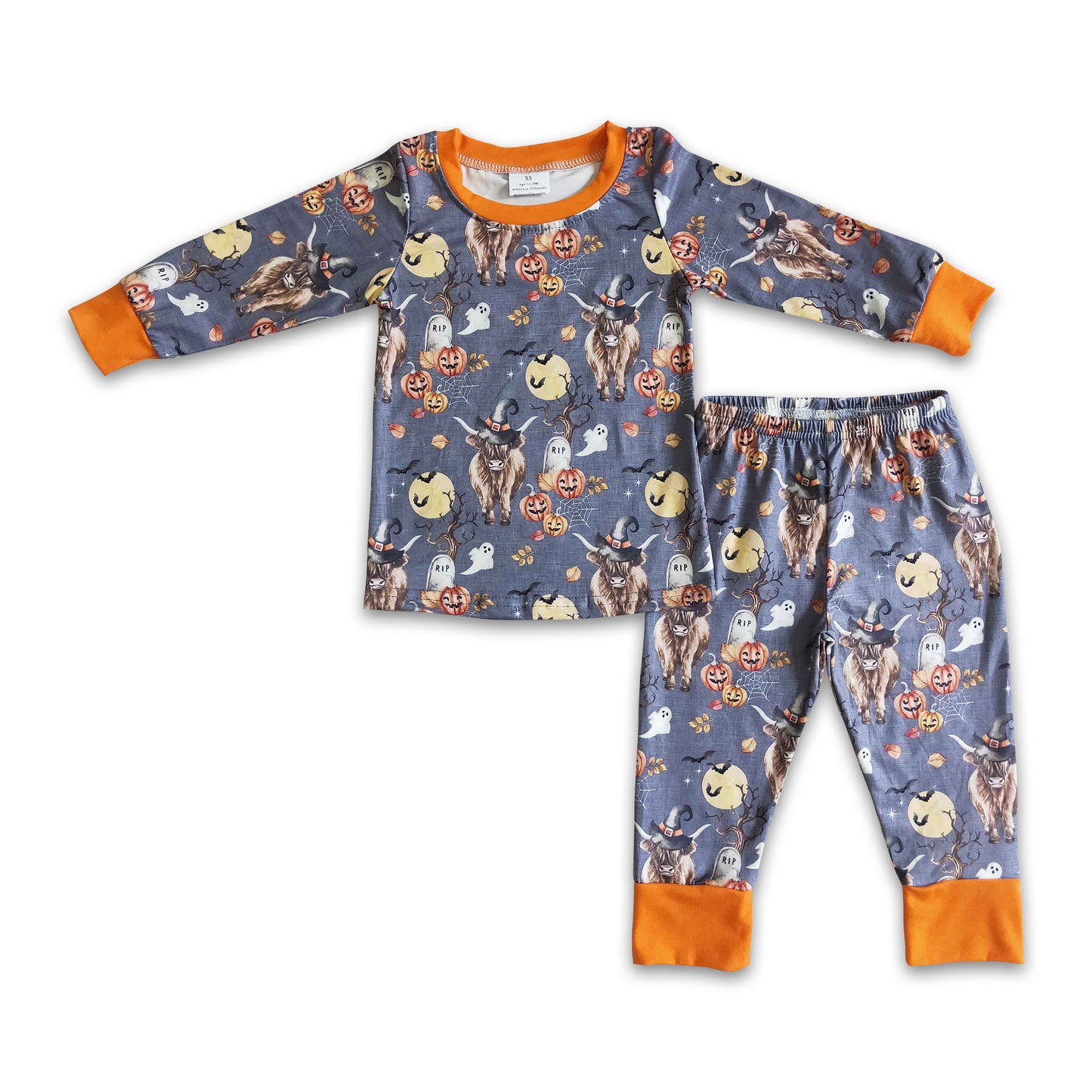 Highland cow pumpkin boy Halloween pajamas