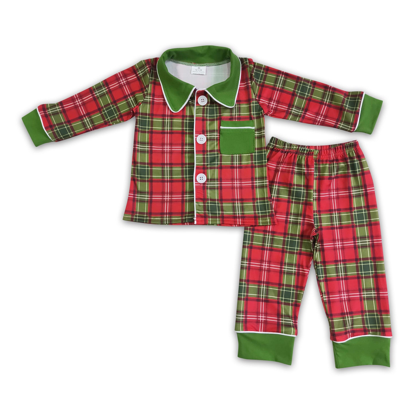 Red and green plaid sleepwear boy Christmas pajamas
