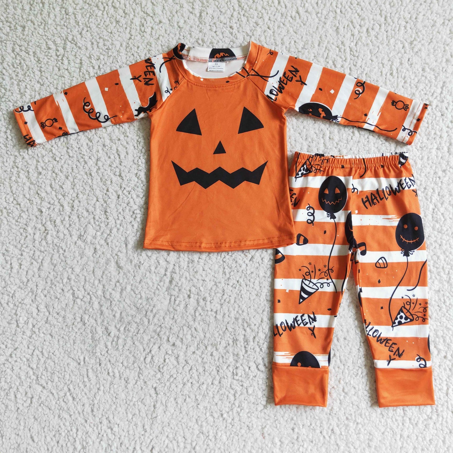 Balloon stripe orange boy Halloween pajamas