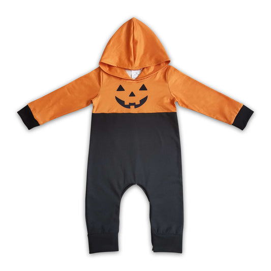Orange black baby boy hoodie Halloween romper