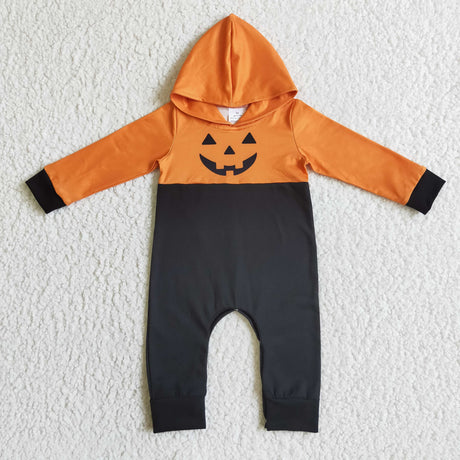 Orange black baby boy hoodie Halloween romper