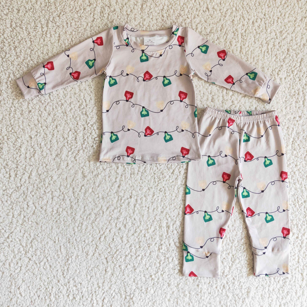 Christmas light print kids boy pajamas set
