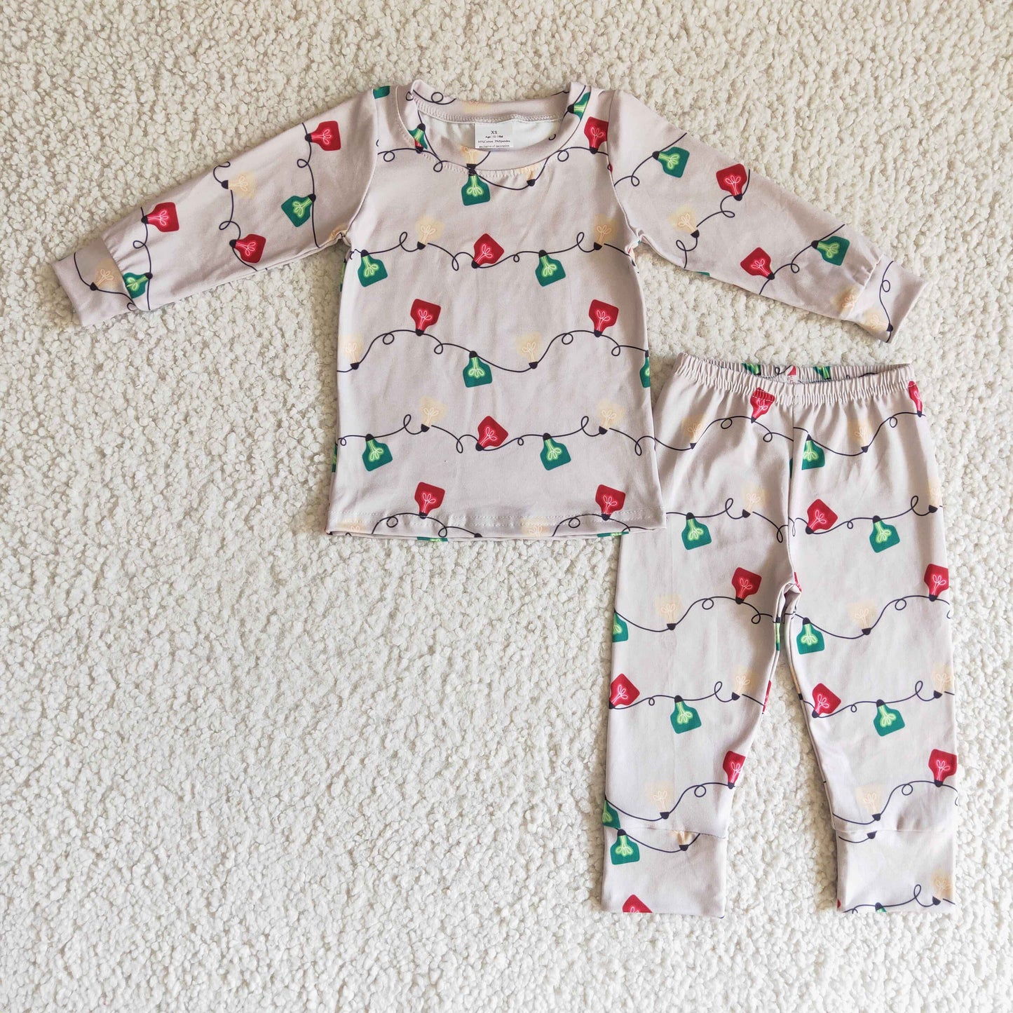 Christmas light print kids boy pajamas set