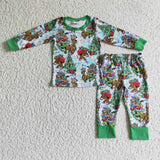 Dog deer christmas tree mystery kids Christmas pajamas