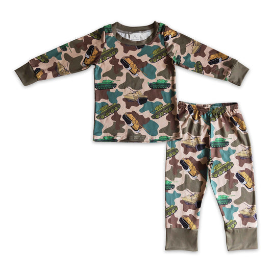 Camo tank print long sleeves kids boy pajamas