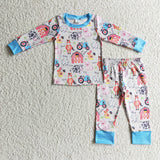 Cow horse pig chicken kids boy farm pajamas