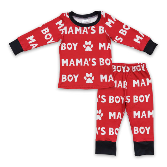 Mama's boy dog long sleeves kids pajamas set