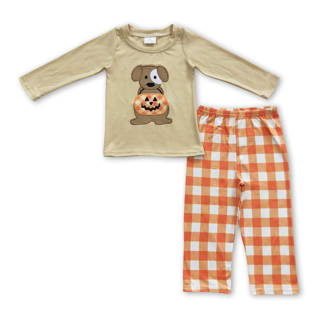 Dog embroidery shirt plaid pants boy Halloween clothes