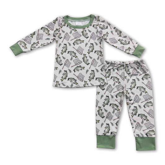 Fishing long sleeves baby kids pajamas