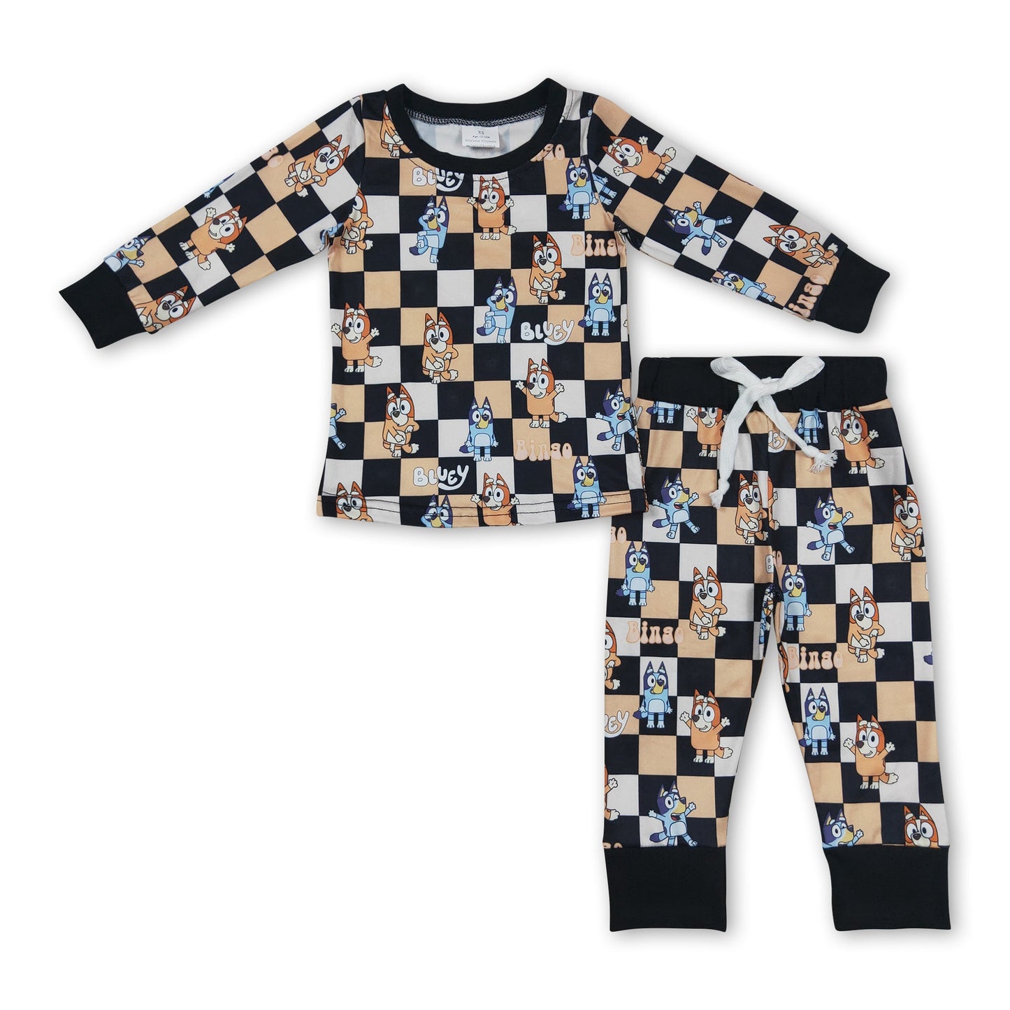 Plaid dogs long sleeves baby kids pajamas