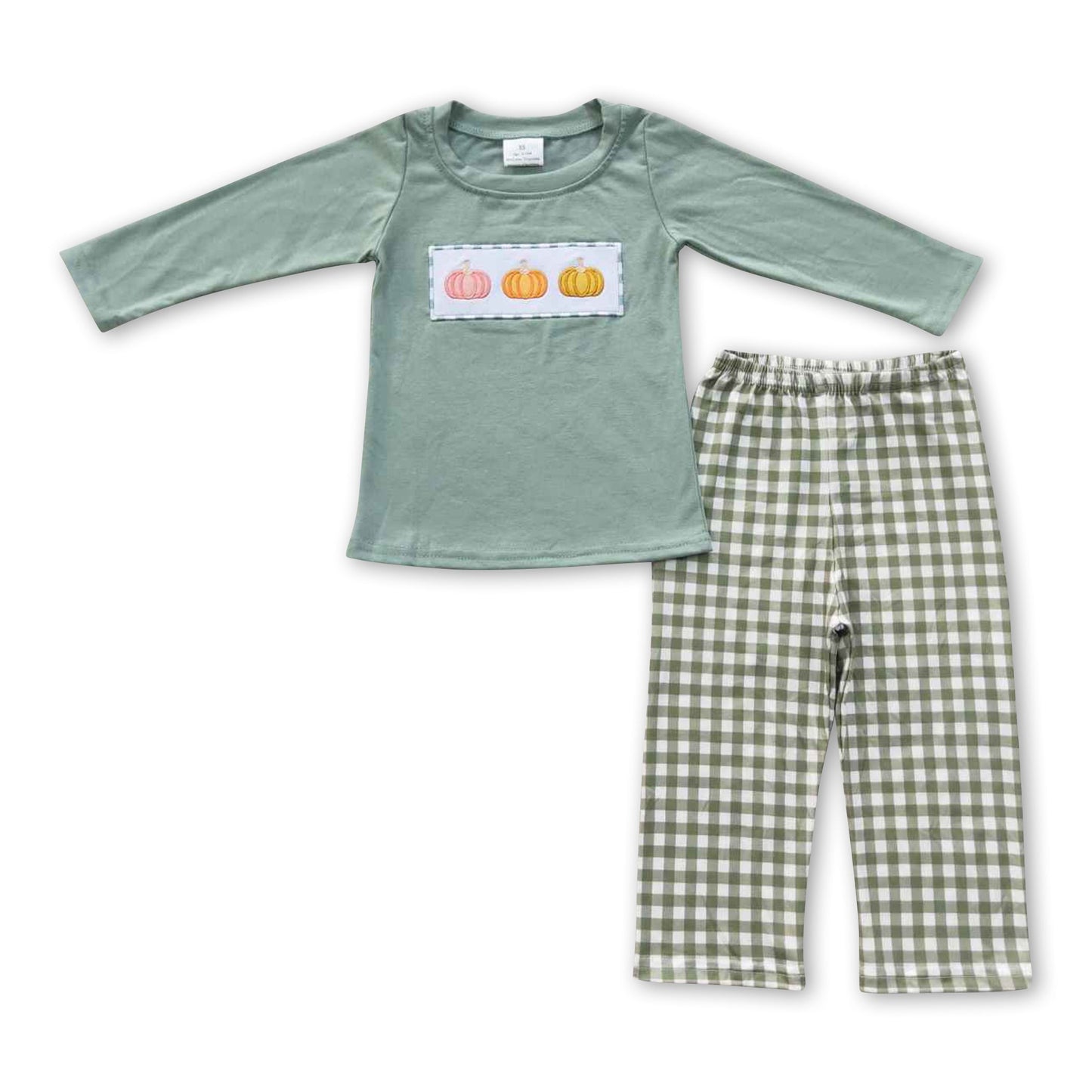 Pumpkin top plaid pants kids boy fall clothes