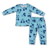 Long sleeves blue mouse kids boy pajamas