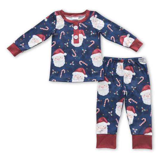 Santa candy cane baby kids Christmas pajamas