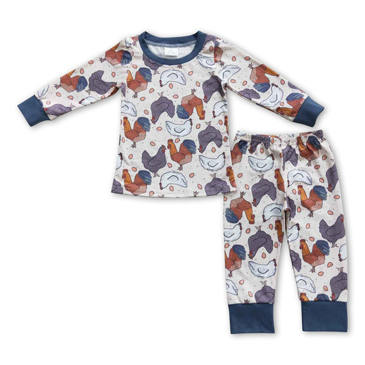 Long sleeves chicken kids boy pajamas