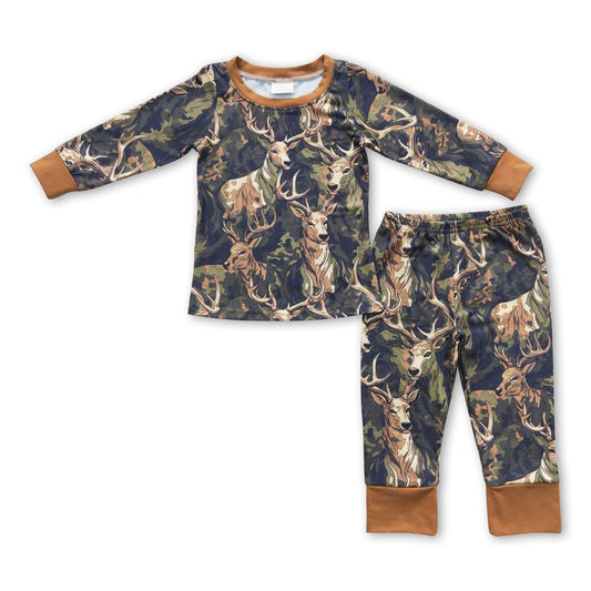 Deer camo long sleeves kids boy pajamas