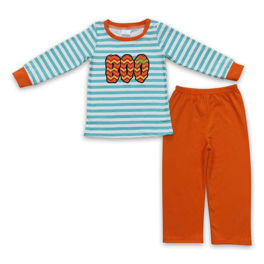 Boo spider stripe top orange pants boy Halloween clothes