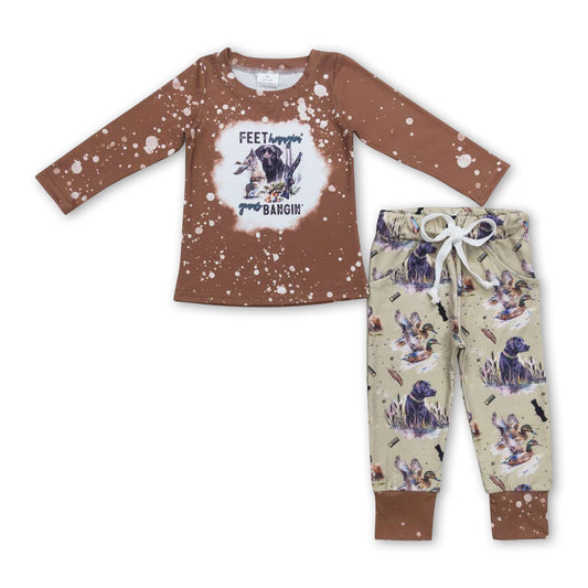 Brown dog duck bleached top pants boy hunting clothes