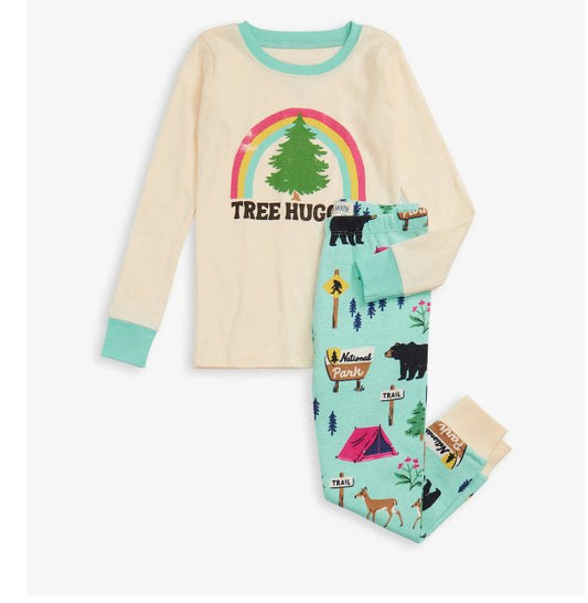 Tree hugger bear baby kids winter pajamas