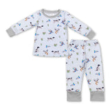 Duck dog deer plaid long sleeves kids boy pajamas