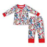 Christmas hat dog long sleeves kids boy pajamas