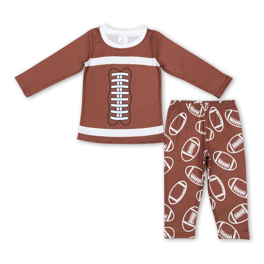 Brown football top pants kids pajamas