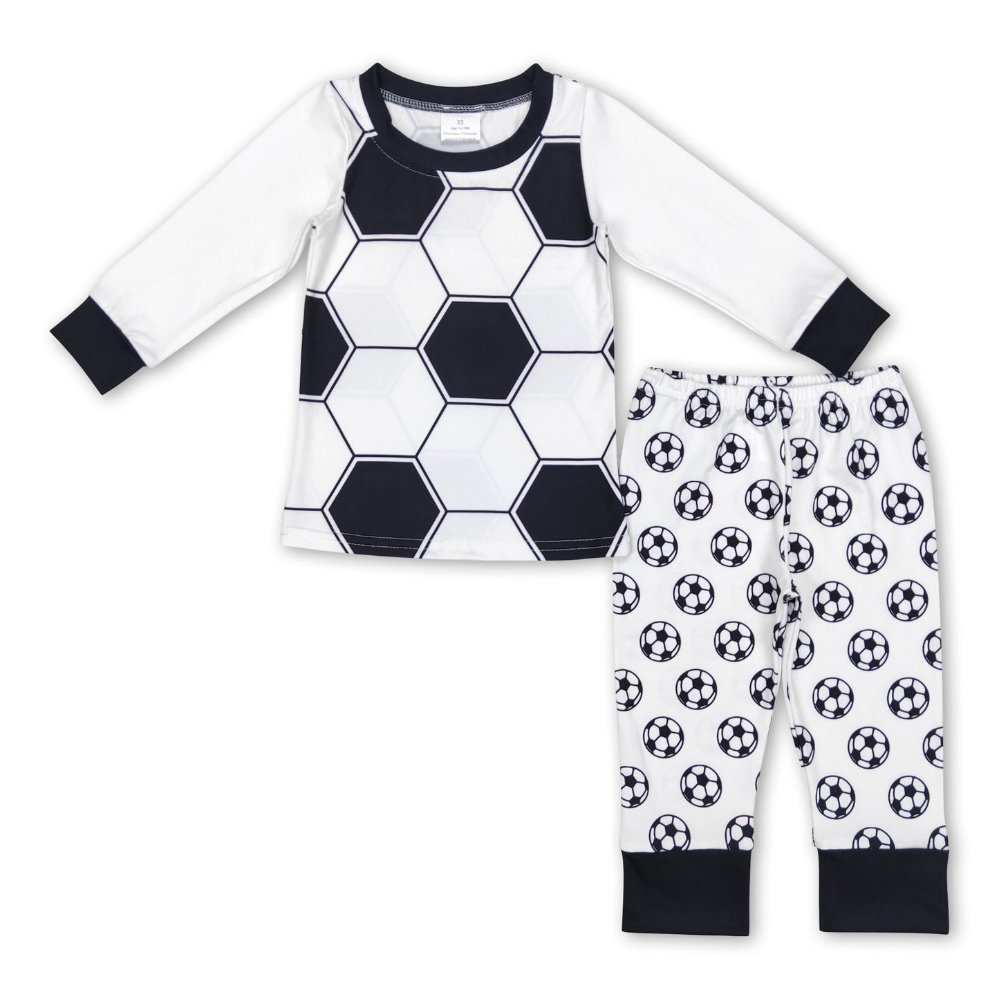 White black soccer top pants kids pajamas