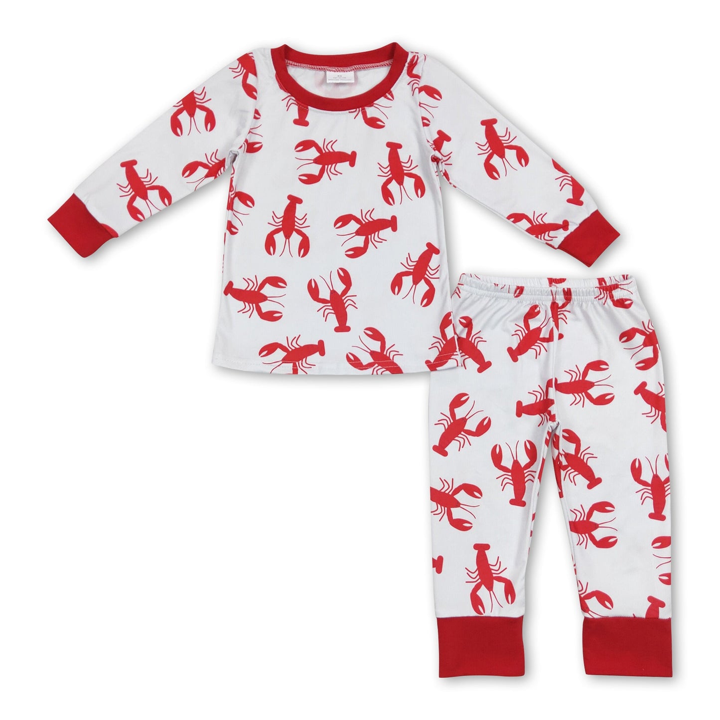 Red long sleeves crawfish baby kids pajamas