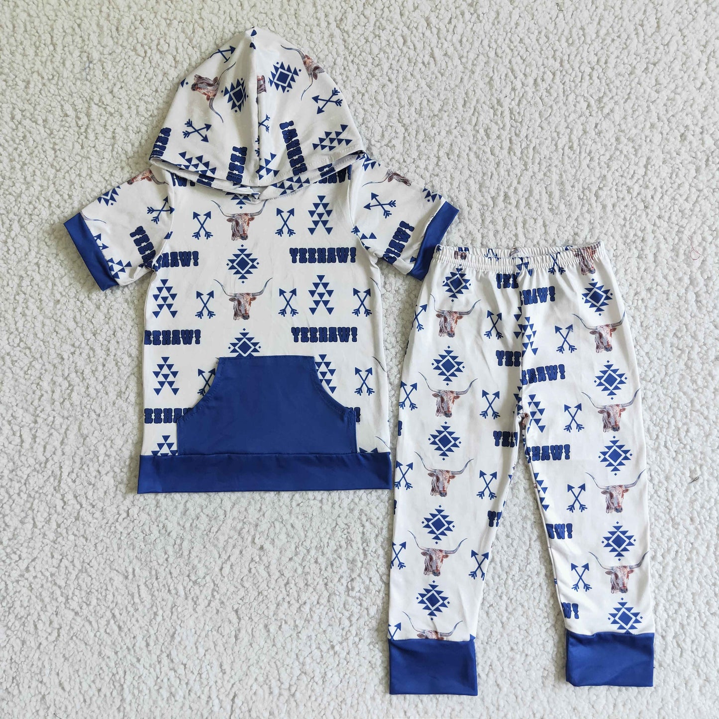 Bull skull aztec boy hoodie set