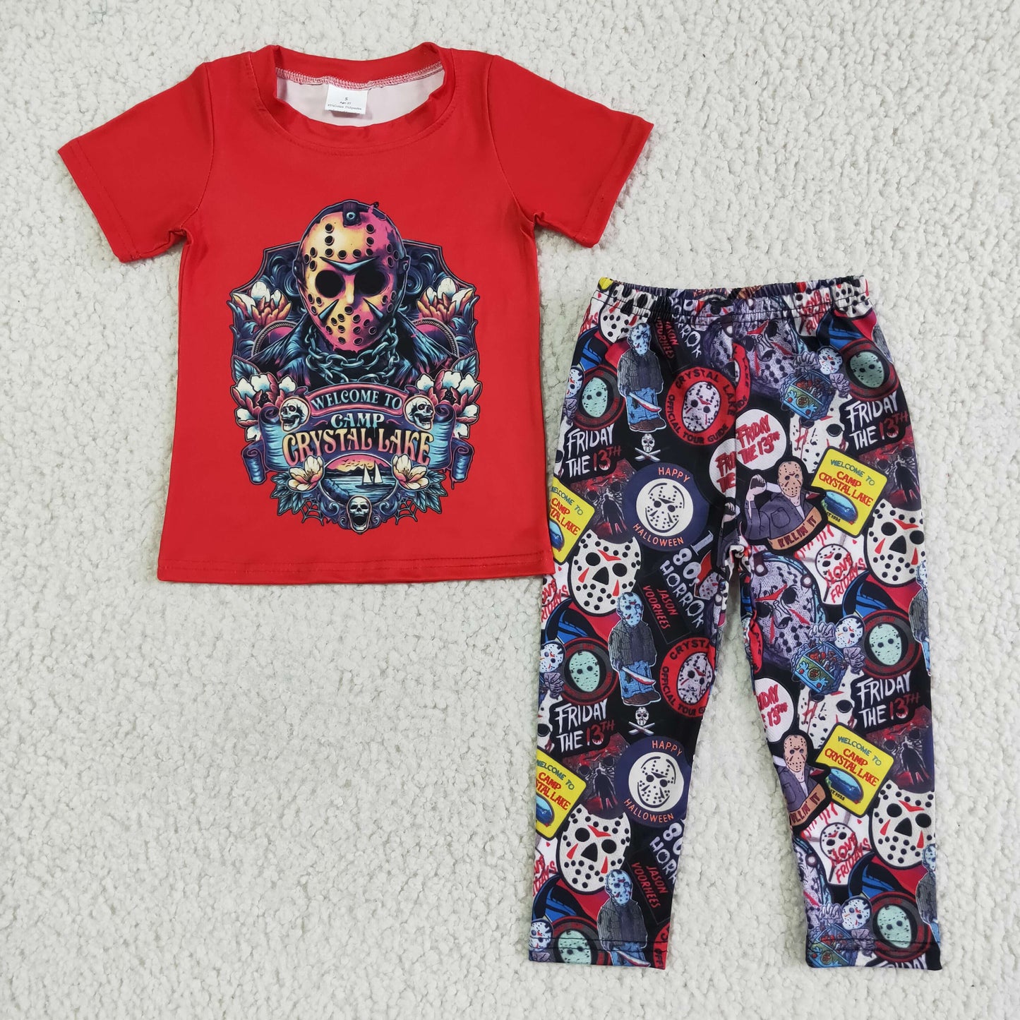 Red shirt pants boy Halloween clothing set