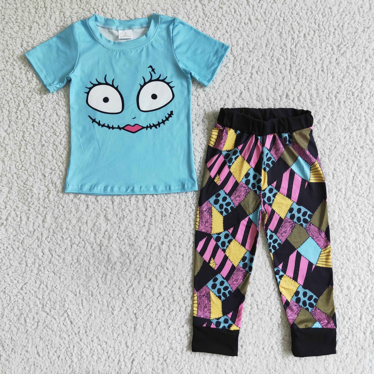 Eyes blue shirt patchwork pants boy Halloween clothes