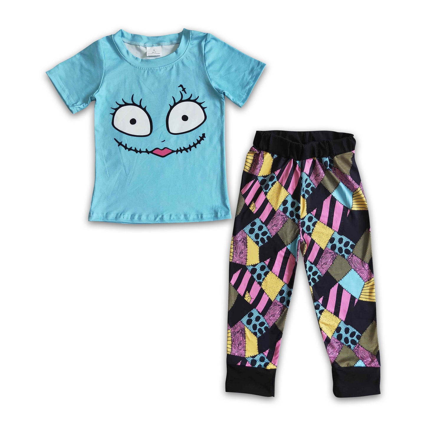 Eyes blue shirt patchwork pants boy Halloween clothes