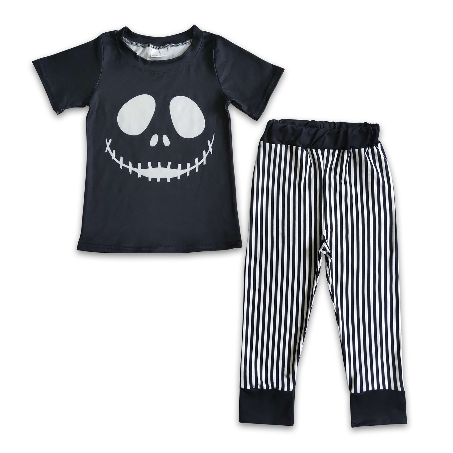 Skull black shirt stripe pants boy Halloween clothes