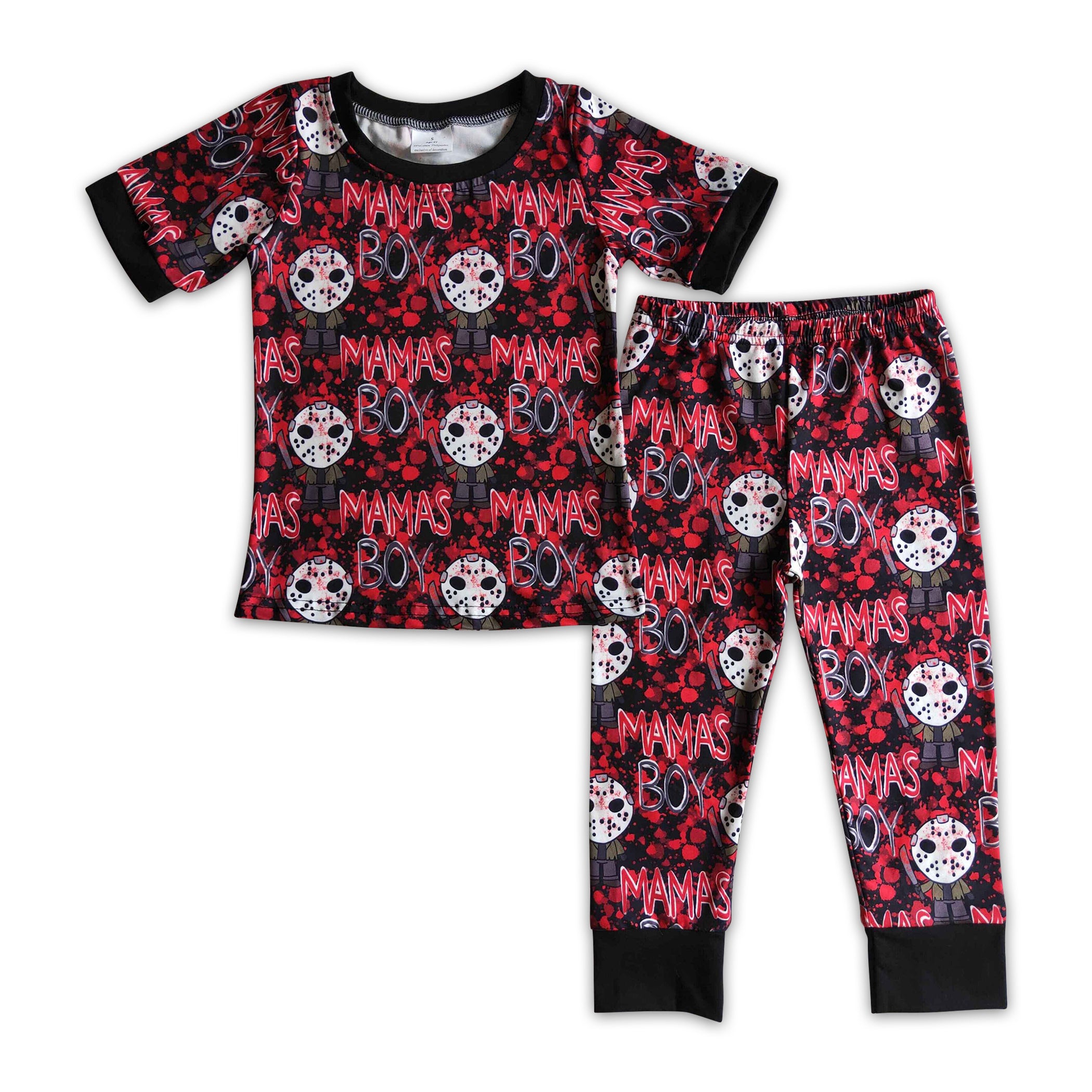 Mama s boy short sleeves shirt pants boy Halloween pajamas Yawoo