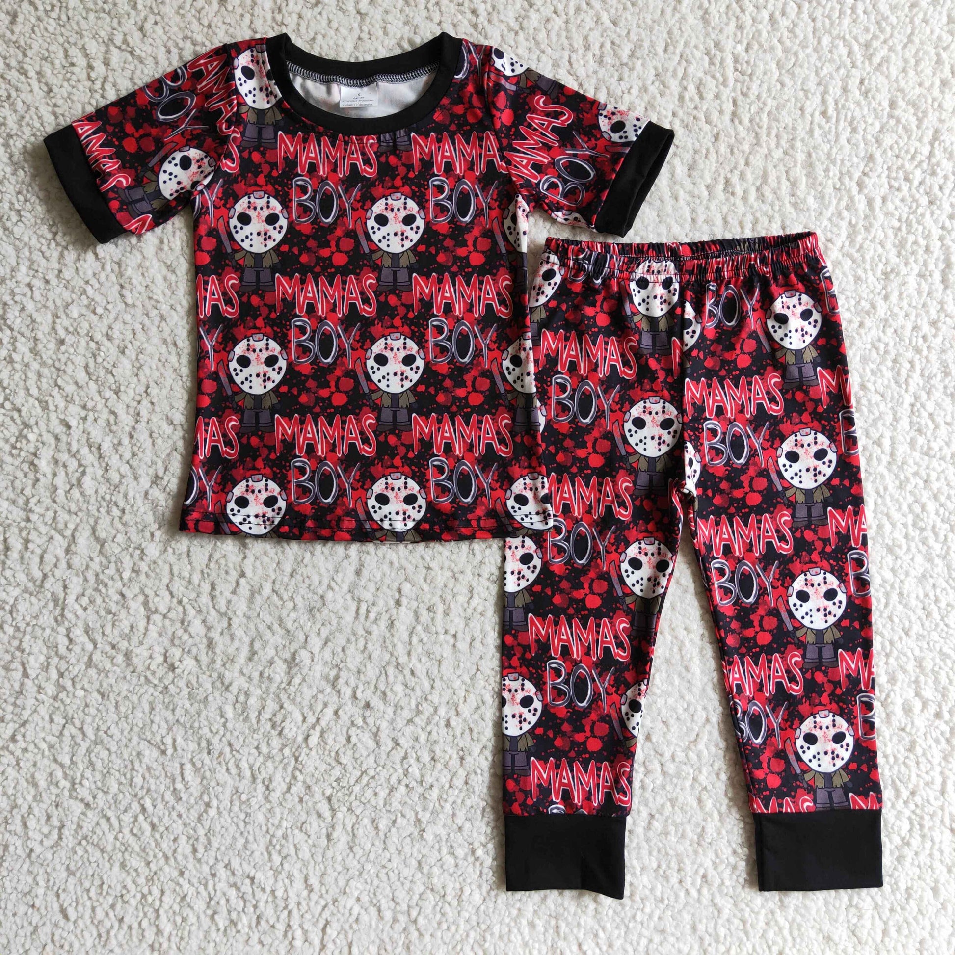 Mama's boy short sleeves shirt pants boy Halloween pajamas – Yawoo