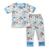 Eggs stripe mouse short sleeves kids boy easter pajamas