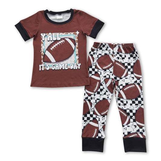 Y'all It's game day football kids boy clothing set