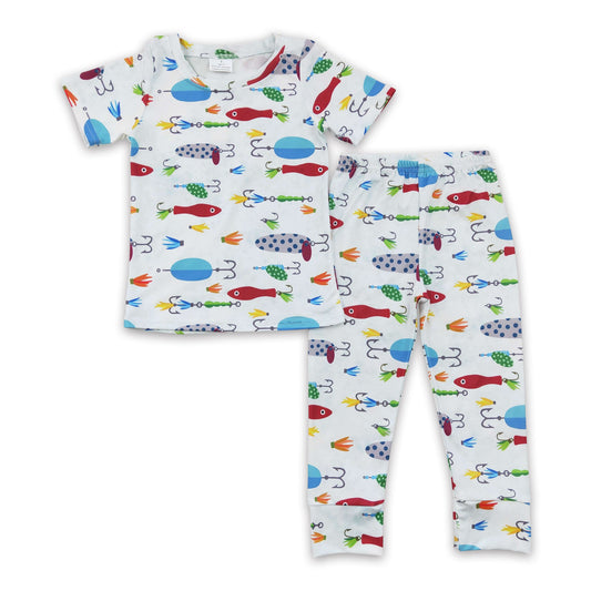 Short sleeves fishing kids boy pajamas