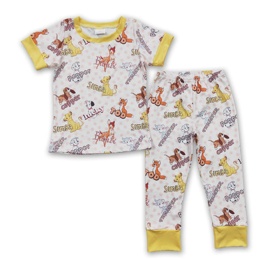 Lucky lion deer dog short sleeves pants kids boy pajamas
