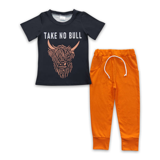 Take no bull shirt pockets pants kids boy clothing set