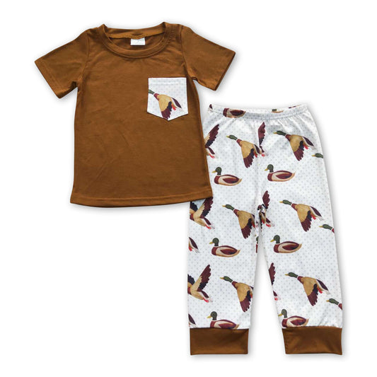Brown pocket shirt duck pants boy hunting clothes