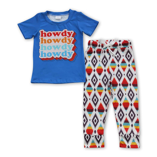 Short sleeves howdy top aztec pants boy outfits