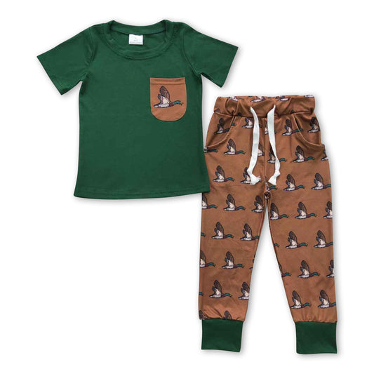 Pocket top duck pants kids boy clothing set