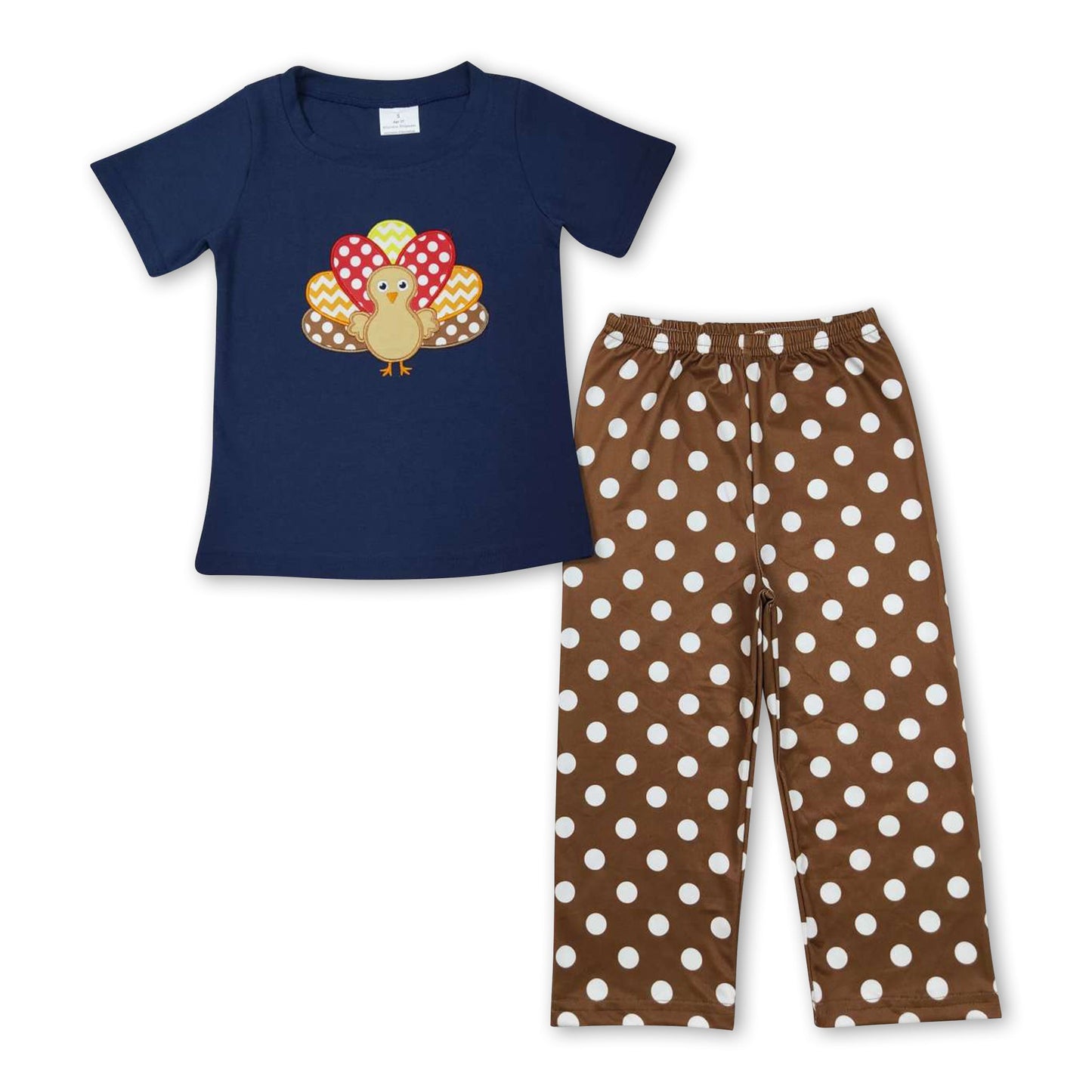 Turkey navy top polka dots kids boy Thanksgiving clothes