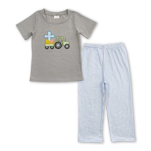 Eggs truck cross top pants boy easter outfits