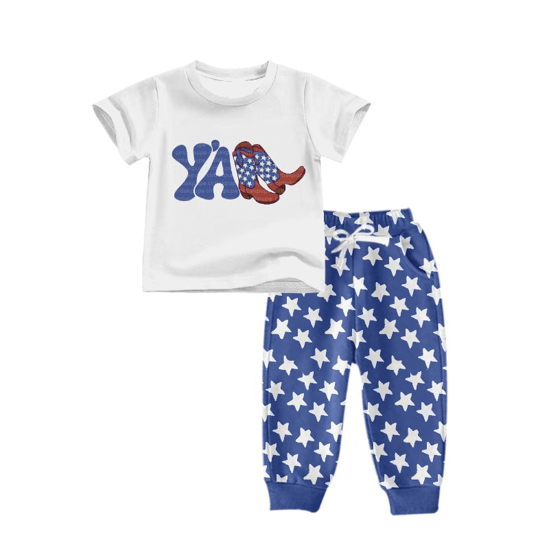 Y'all boots stars pants kids boy 4th of july outfits