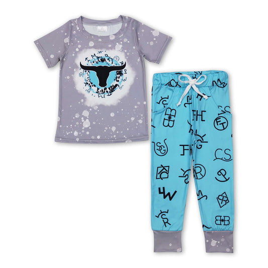 Grey cows top tags pants western boy clothes